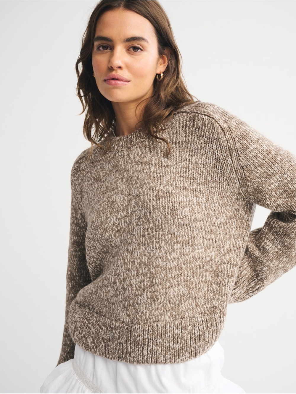 NWT Abercrombie & Fitch Madeline Crew Sweater in Marled Taupe